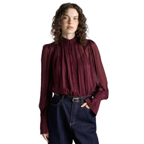 Cue Plum Self Stripe Blouse